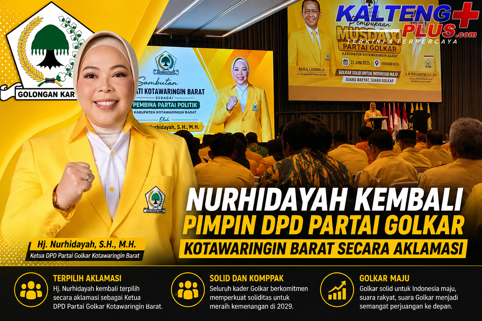 nurhidayah kembali pimpin dpd partai golkar kotawaringin barat secara aklamasi