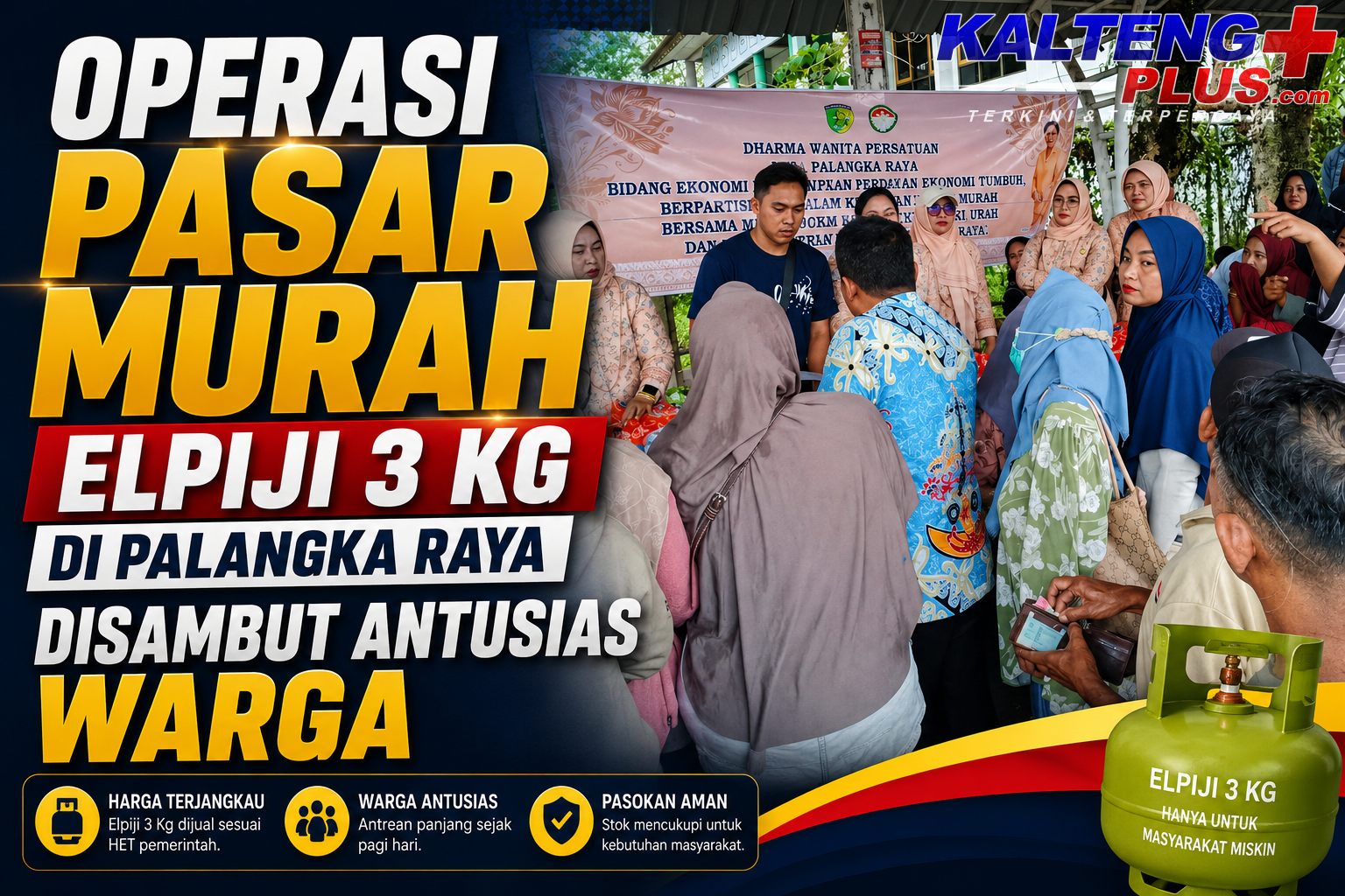 operasi pasar murah elpiji 3 kg di palangka raya disambut antusias warga