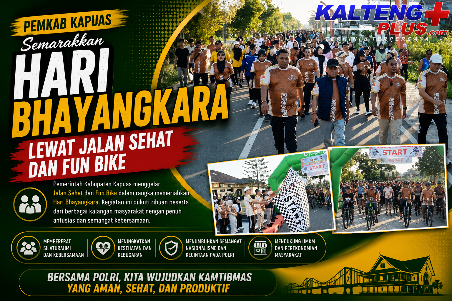 pemkab kapuas semarakkan hari bhayangkara lewat jalan sehat dan fun bike