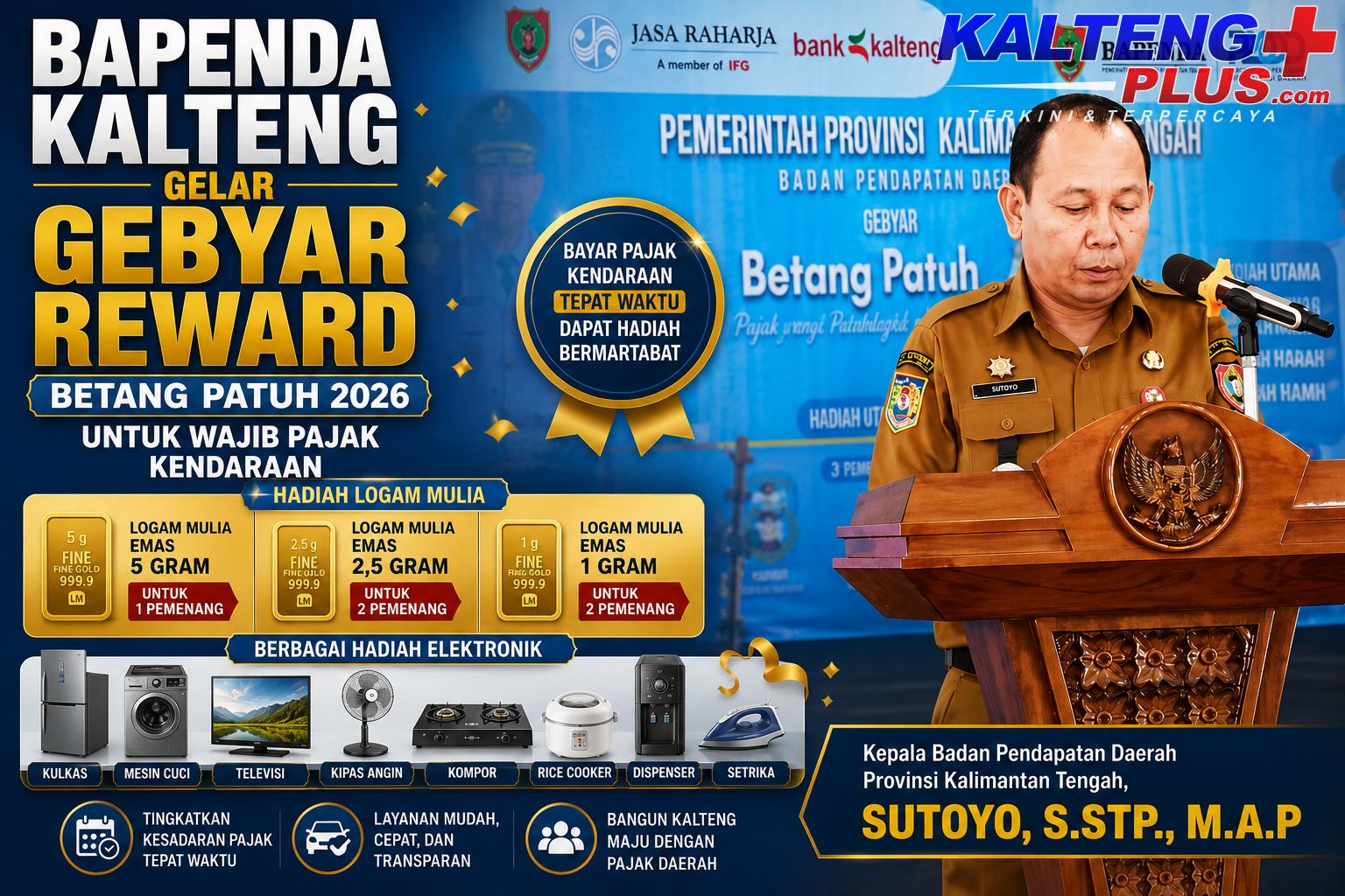 pemprov kalteng gelar gebyar reward betang patuh 2026 apresiasi wajib pajak kendaraan bermotor