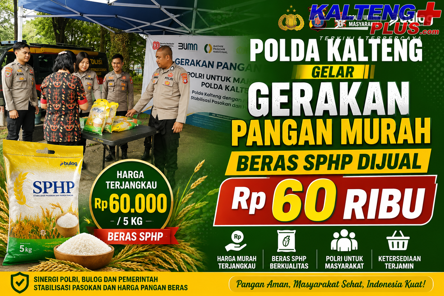 polda kalteng gelar gerakan pangan murah beras sphp dijual rp60 ribu