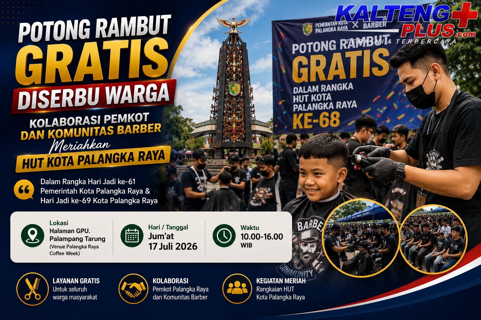 potong rambut gratis diserbu warga kolaborasi pemkot dan komunitas barber meriahkan hut kota palangka raya