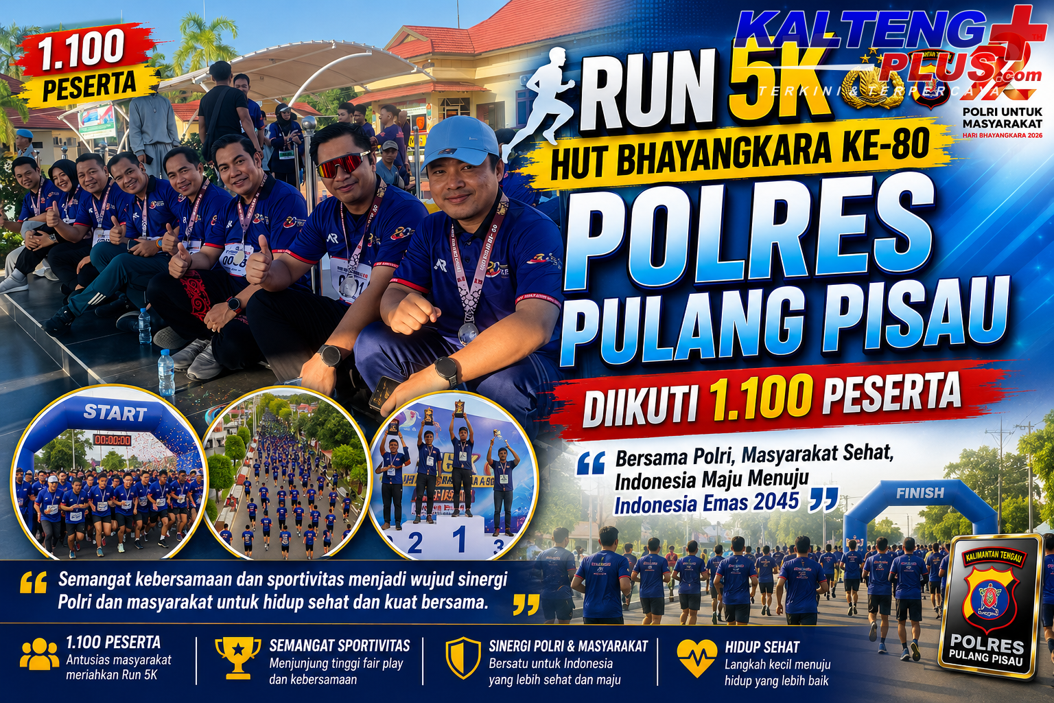 run 5k hut bhayangkara ke 80 polres pulang pisau diikuti 1.100 peserta