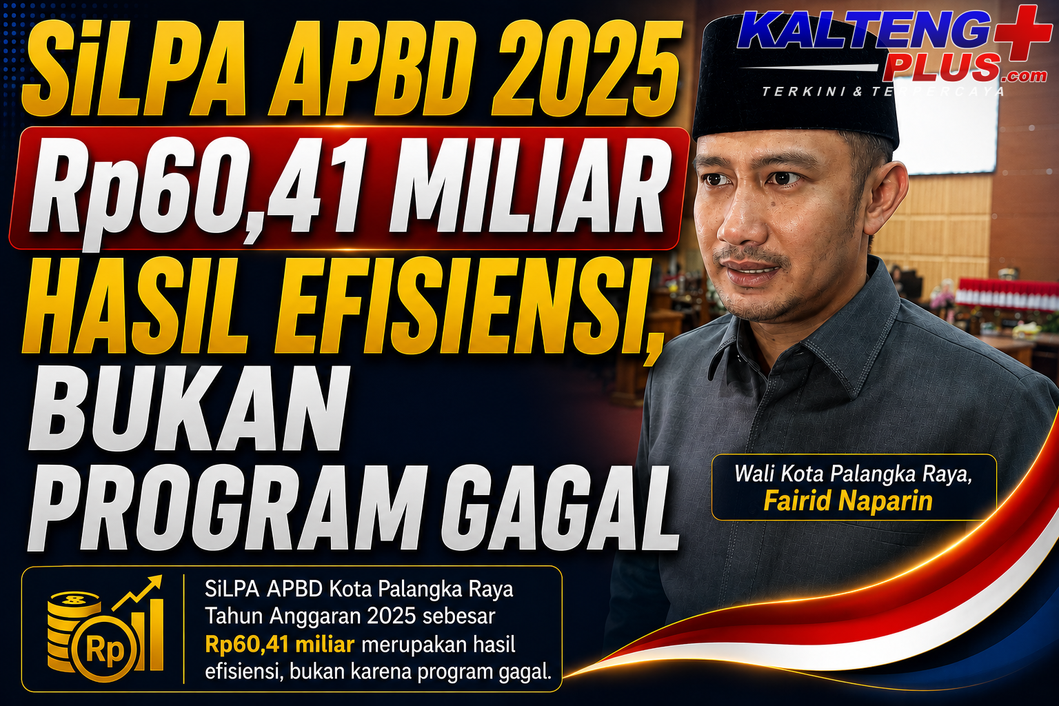 walikota palangka raya silpa apbd 2025 rp6041 miliar hasil efisiensi bukan program gagal 1